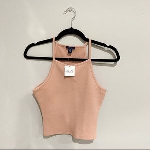 Peach High Neck Cropped Tank NWT